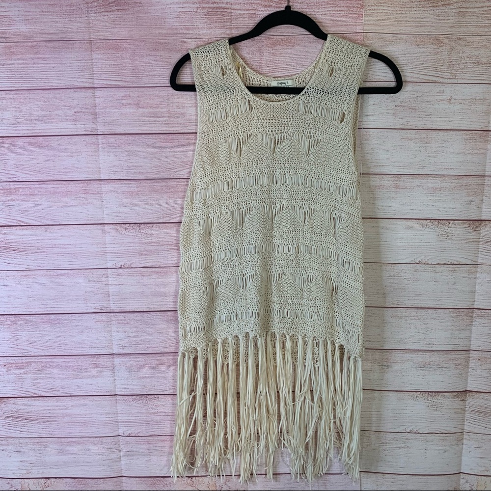 Papaya‎ Weekend Long Knit  Fringe Too Size Large